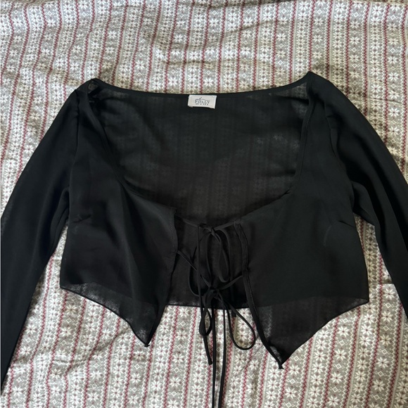 Black Oh Polly 2 piece long sleeve bra & top size xs - Picture 4 of 6